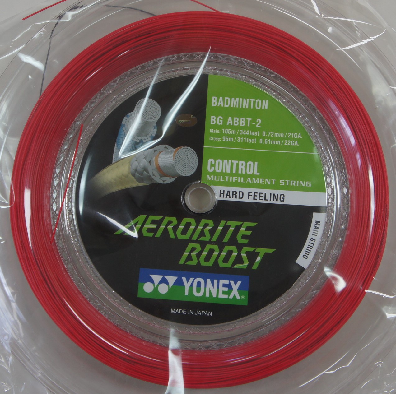 YONEX Aerobite Boost Badminton String - 200m - BGABBT-2 - Gray/Red